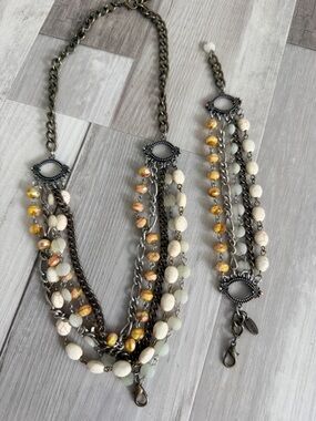 Jewel Kade Multi-Strand Beaded Statement Necklace and Bracelet Set